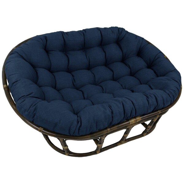 International Caravan 65 in. Rattan Double Papasan Chair with Outdoor Cushion, Blue 3304-REO-SOL-05 - main